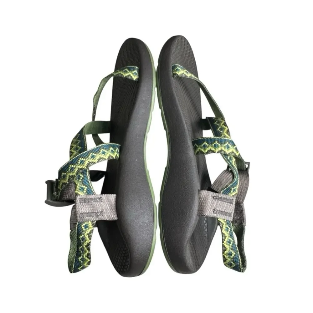 Chaco Z Cloud Sandals Green Brown Aztec Strappy Hiking Outdoor Recovery Women 11